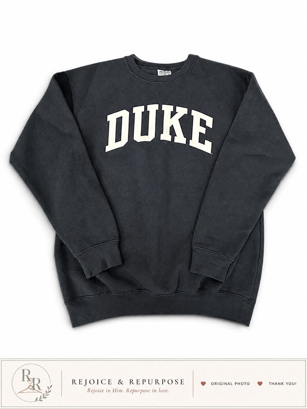 Vintage Duke University TRT Classics Crewneck Sweatshirt Medium Faded Black